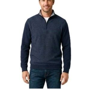 Ted Baker Men's Textured 1/4 Quarter Zip Pullover Large, Blue Size Large